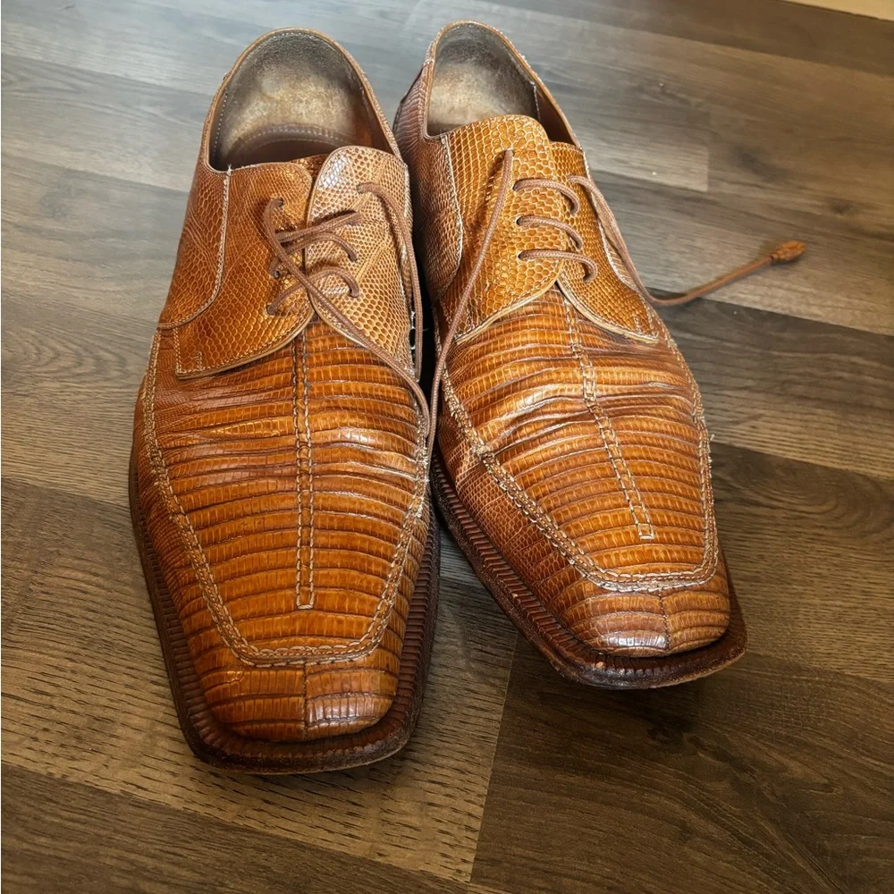 Mezlan Brown Textured Leather Oxfords office dress shoes men’s size 12 business - Picture 2 of 13